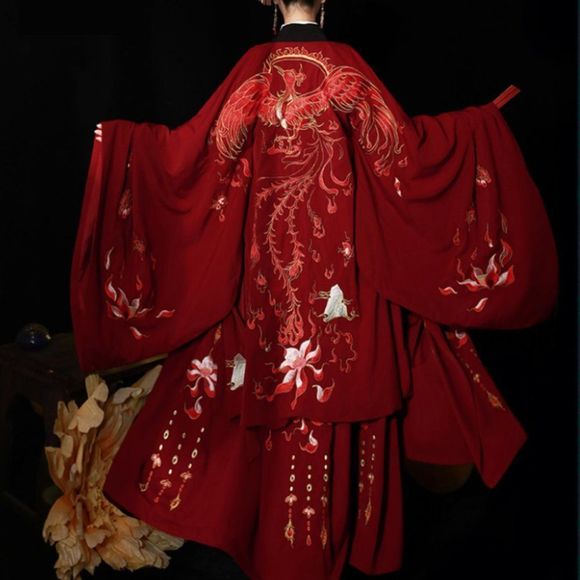 Fiery Phoenix Embroidered Gown Set | Women Traditional Prom Dress Coat #215 - Picture 2 of 5